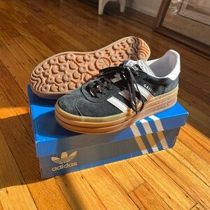 Adidas Gazelle Bold Sneaker Black and White with Platform